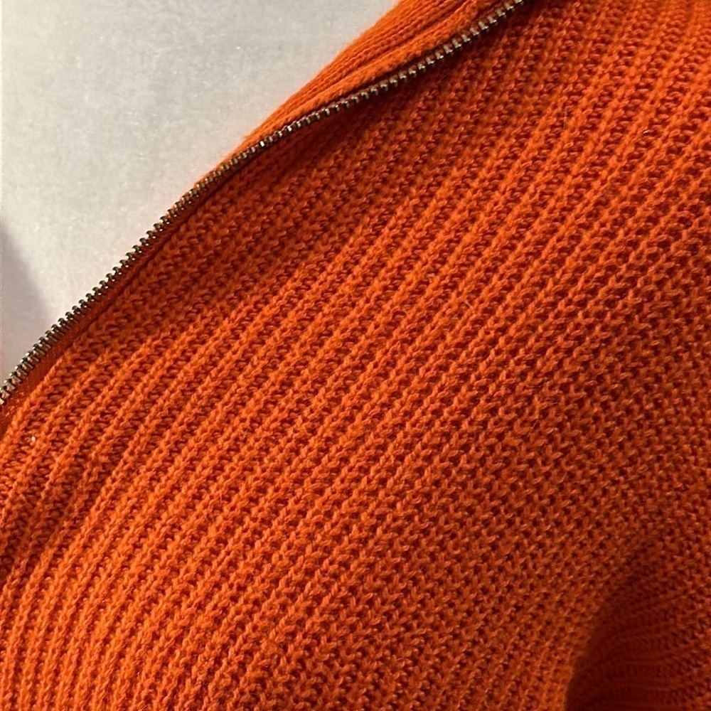 Talbots orange knit zip sweater size S - Picture 4 of 9